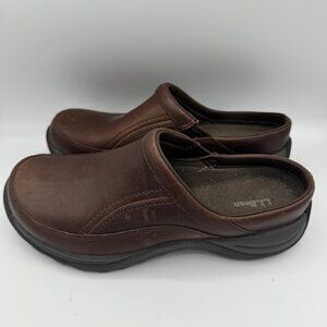 L.L. Bean Women's Brown Leather Clog Mules Slip On Size 6.5